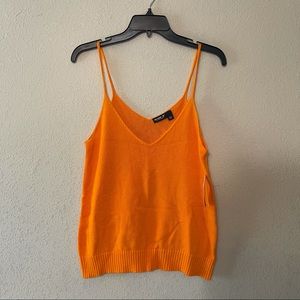 NWT Allen B. Orange Knit spaghetti strap top